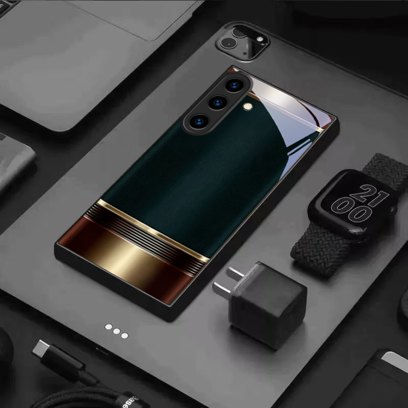 고급스러운 레트로 메탈 프레임 블랙 글래스 폰 케이스  - Samsung Galaxy S24 리뷰 및 가격