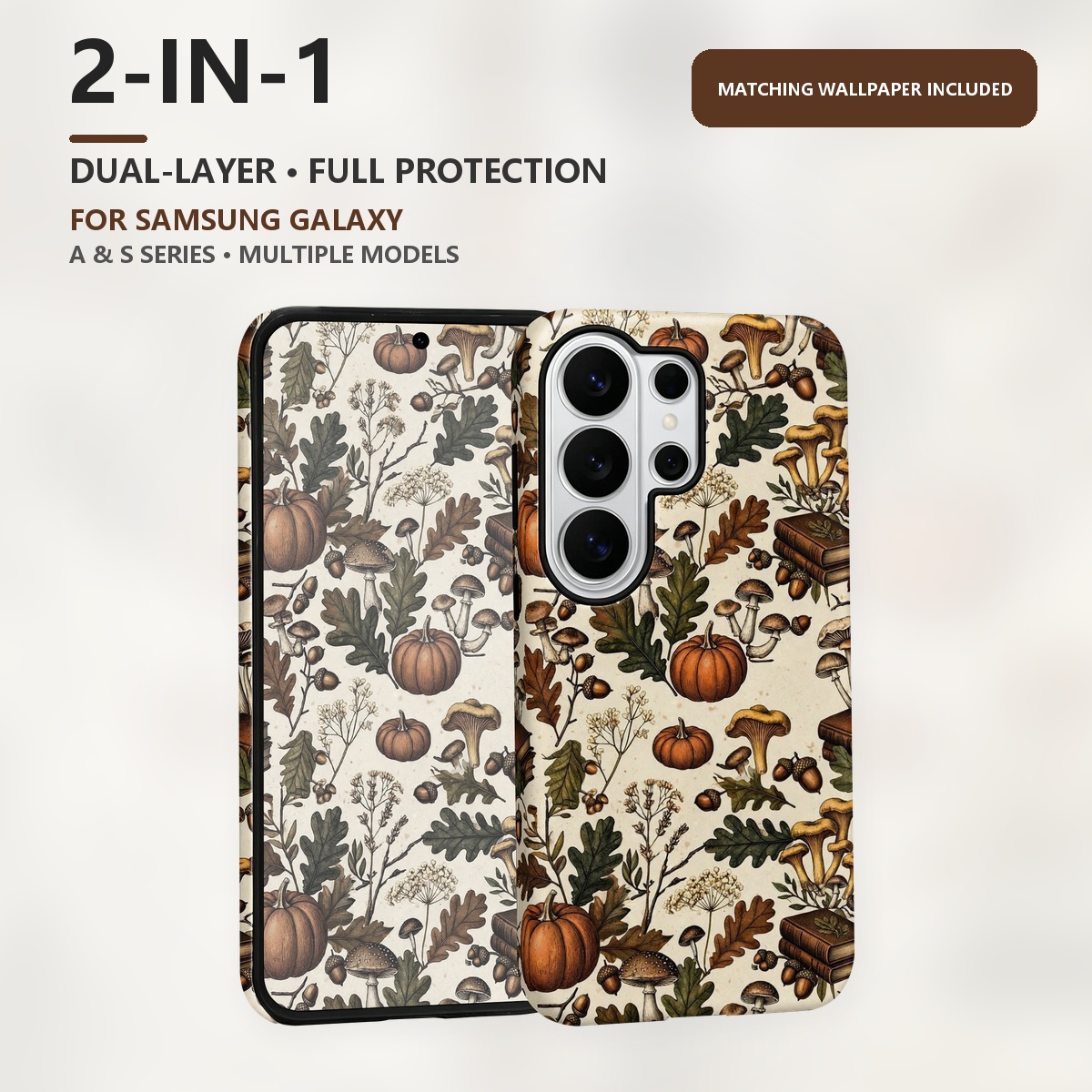 버섯 호박 가을 패턴 빈티지 식물화 스타일 2-in-1 - Samsung Galaxy S24 리뷰 및 가격