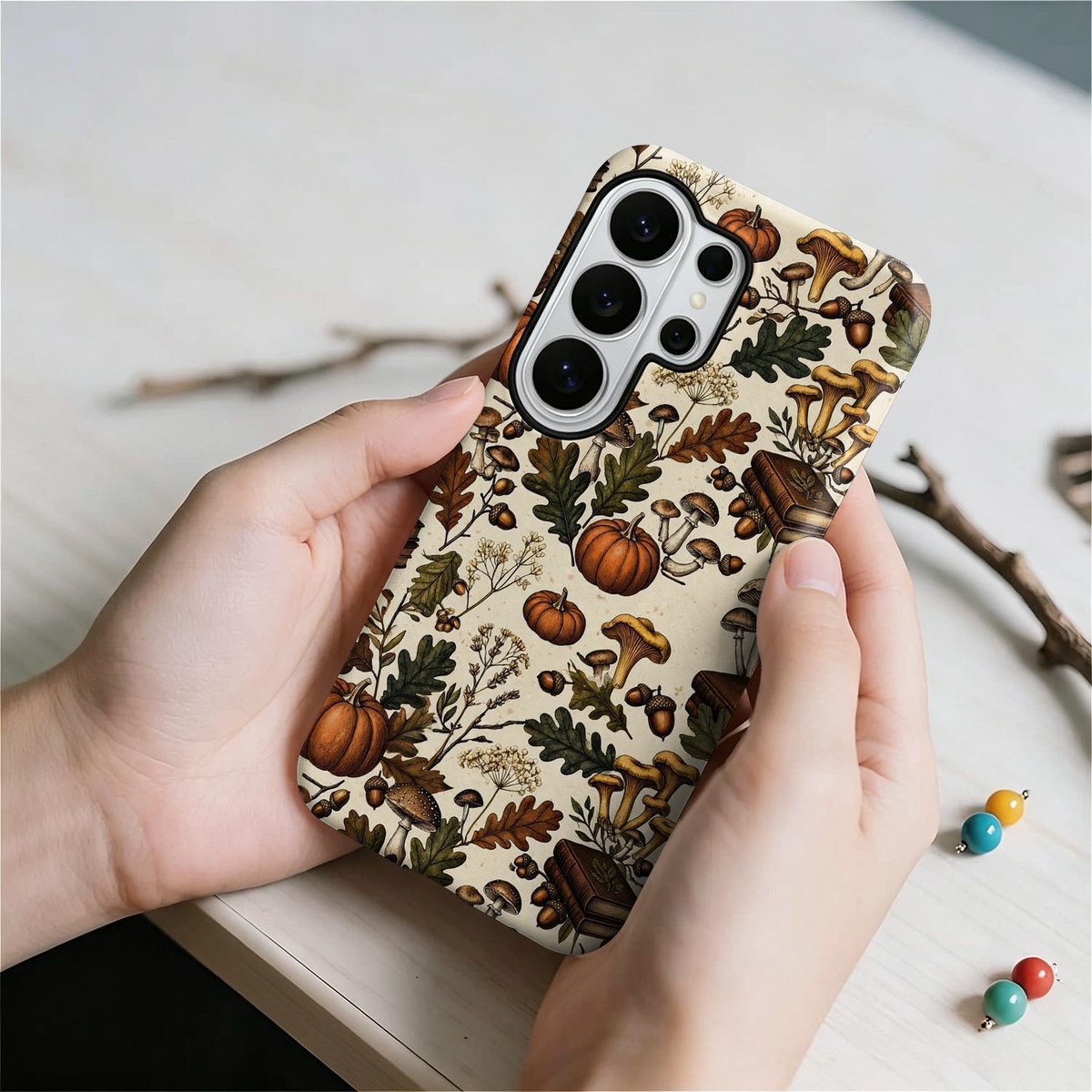 버섯 호박 가을 패턴 빈티지 식물화 스타일 2-in-1 - Samsung Galaxy S24 리뷰 및 가격